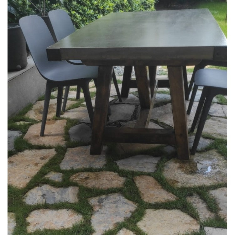 Lightweight Concrete Rectangular Dining Table - Yellow Pine Legs 71x35.5