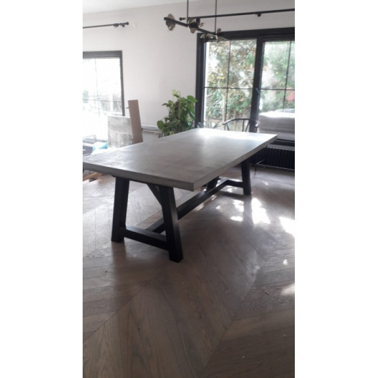 Lightweight Concrete Rectangular Dining Table Barocco Valhalla Yellow Pine 47x138