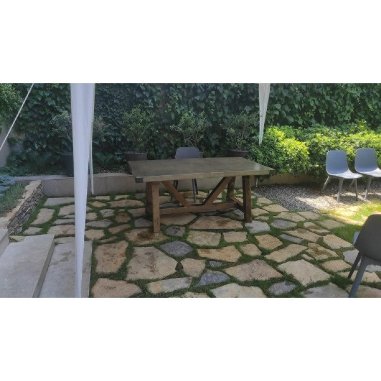 Lightweight Concrete Rectangular Dining Table Barocco Valhalla Yellow Pine 47x138