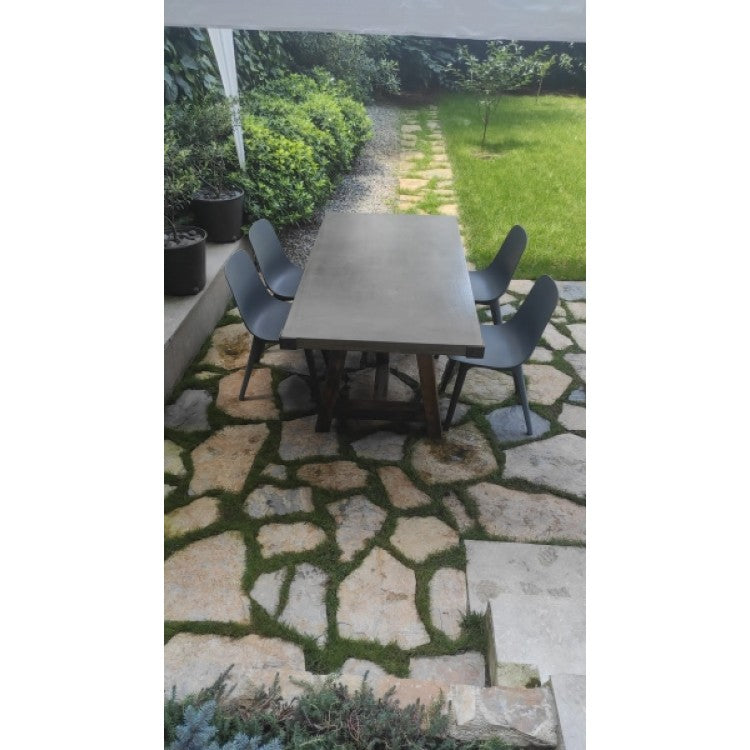 Lightweight Concrete Rectangular Dining Table Barocco Valhalla Yellow Pine 47x138