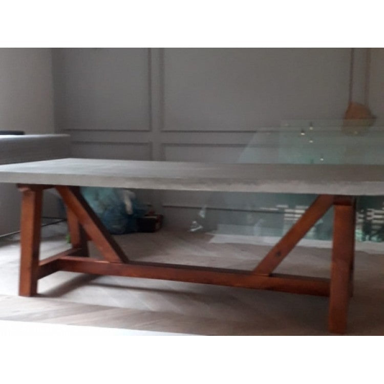 Lightweight Concrete Rectangular Dining Table Barocco Valhalla - 43x130x29.5 inches