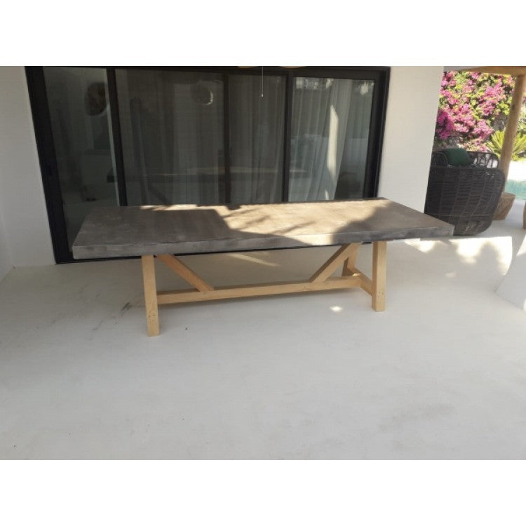 Lightweight Concrete Rectangular Dining Table Barocco Valhalla Design 47x142x29.5
