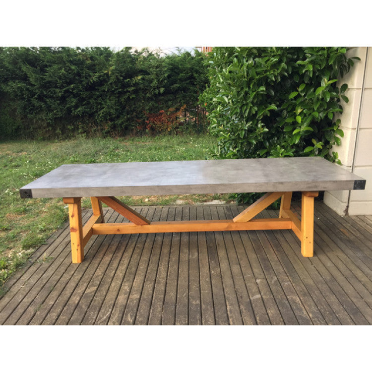 Lightweight Concrete Rectangular Dining Table - Yellow Pine Legs 71x35.5