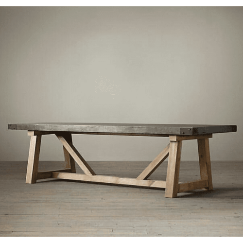 Lightweight Concrete Rectangular Dining Table Barocco Valhalla - 43x130x29.5 inches
