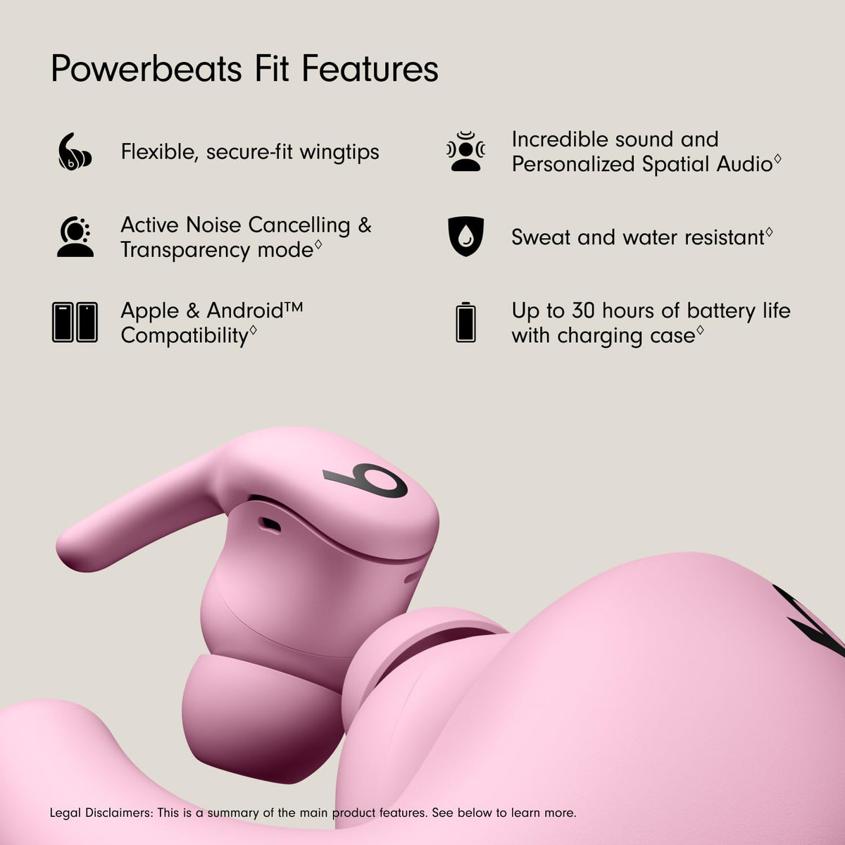 Beats Powerbeats Fit - Wireless Noise Cancelling Workout Earbuds with Secure-Fit Wingtips, Up to 30-Hour Battery Life, Sweat & Water Resistant, Apple & Android Compatible - Jet Black