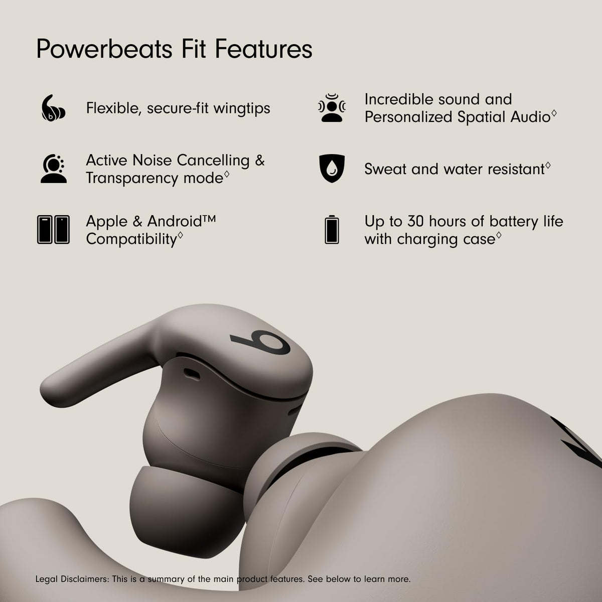 Beats Powerbeats Fit - Wireless Noise Cancelling Workout Earbuds with Secure-Fit Wingtips, Up to 30-Hour Battery Life, Sweat & Water Resistant, Apple & Android Compatible - Jet Black