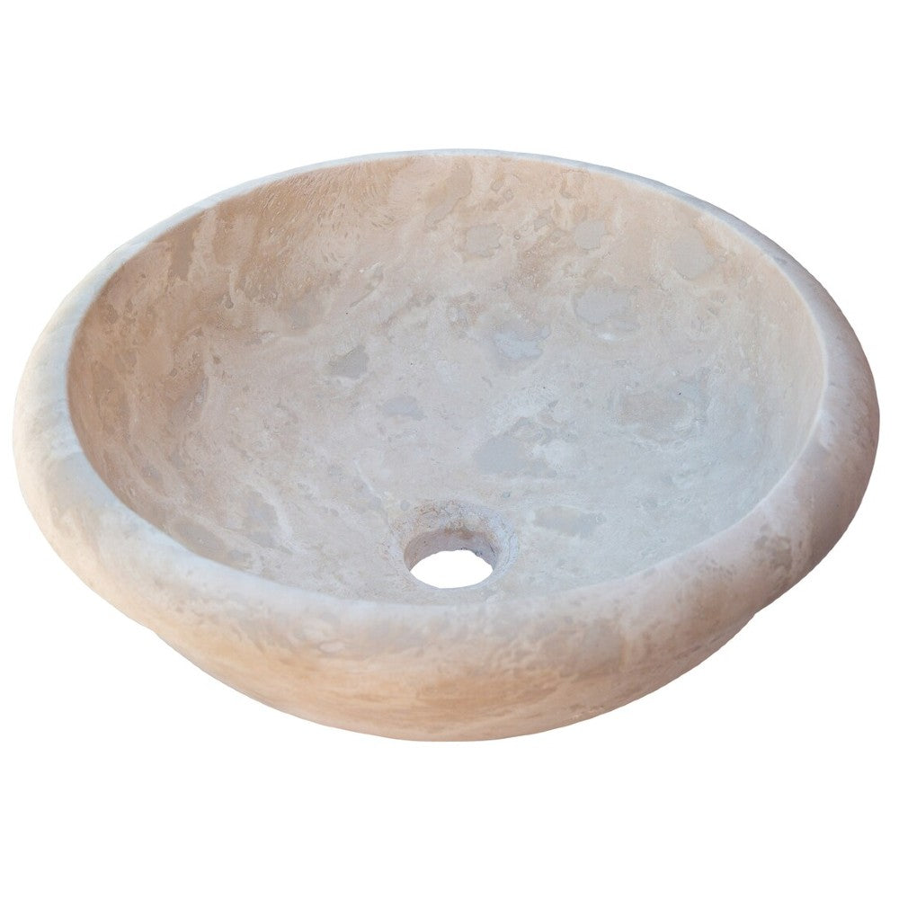 Beige Travertine Natural Stone Drop-in Sink - Honed 16x6 Inch