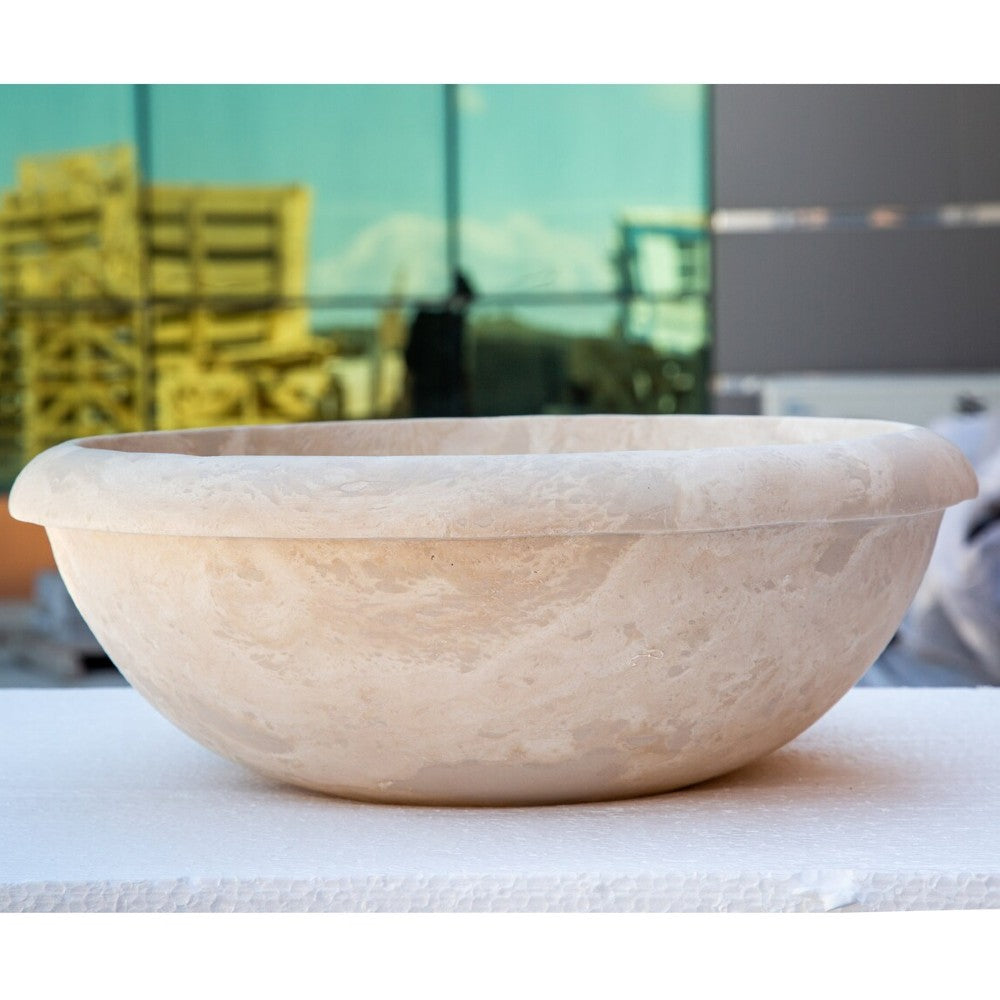 Beige Travertine Natural Stone Drop-in Sink - Honed 16x6 Inch