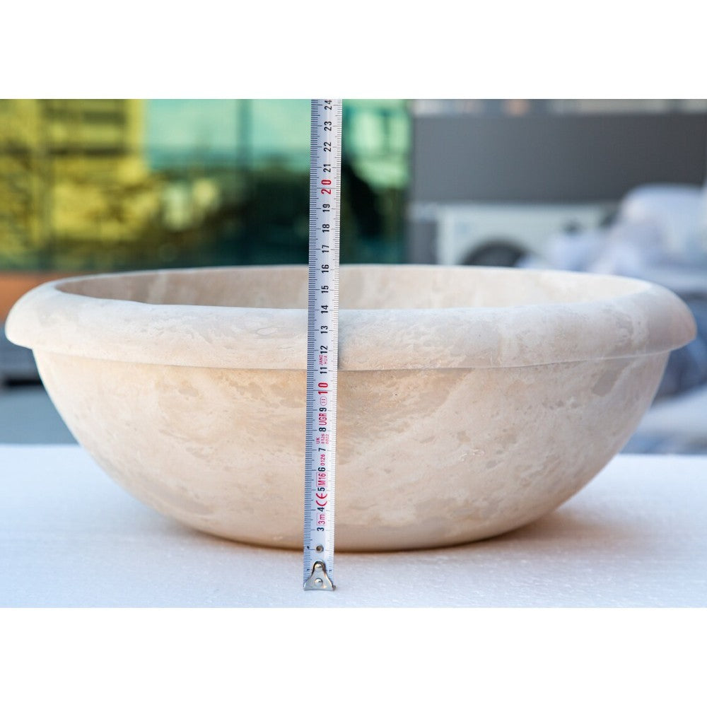 Beige Travertine Natural Stone Drop-in Sink - Honed 16x6 Inch