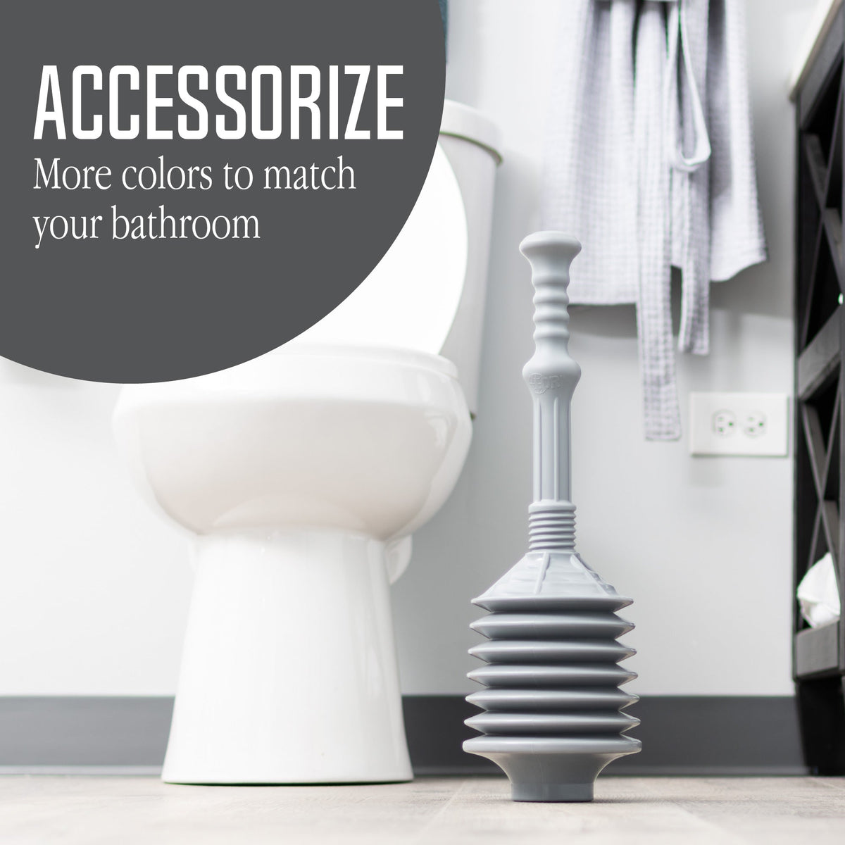 Bellows Accordion Toilet Plunger (Grey)