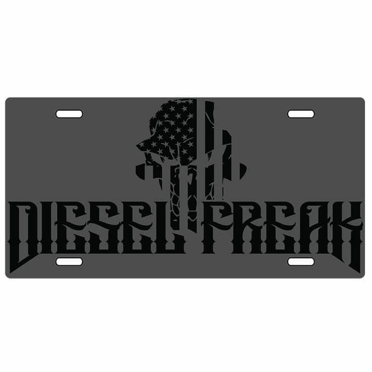 Black Out Flag Grey License Plate