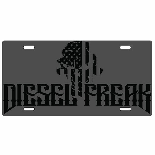 Black Out Flag Grey License Plate