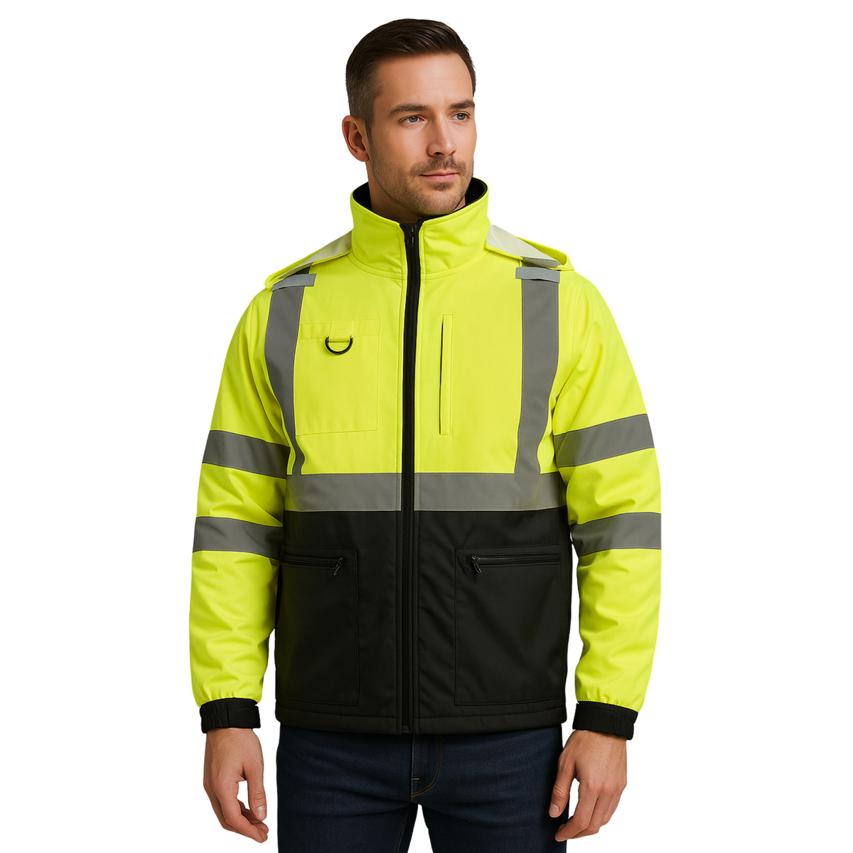 Hi-Vis Class 3 Zip-Up Jacket with Hood