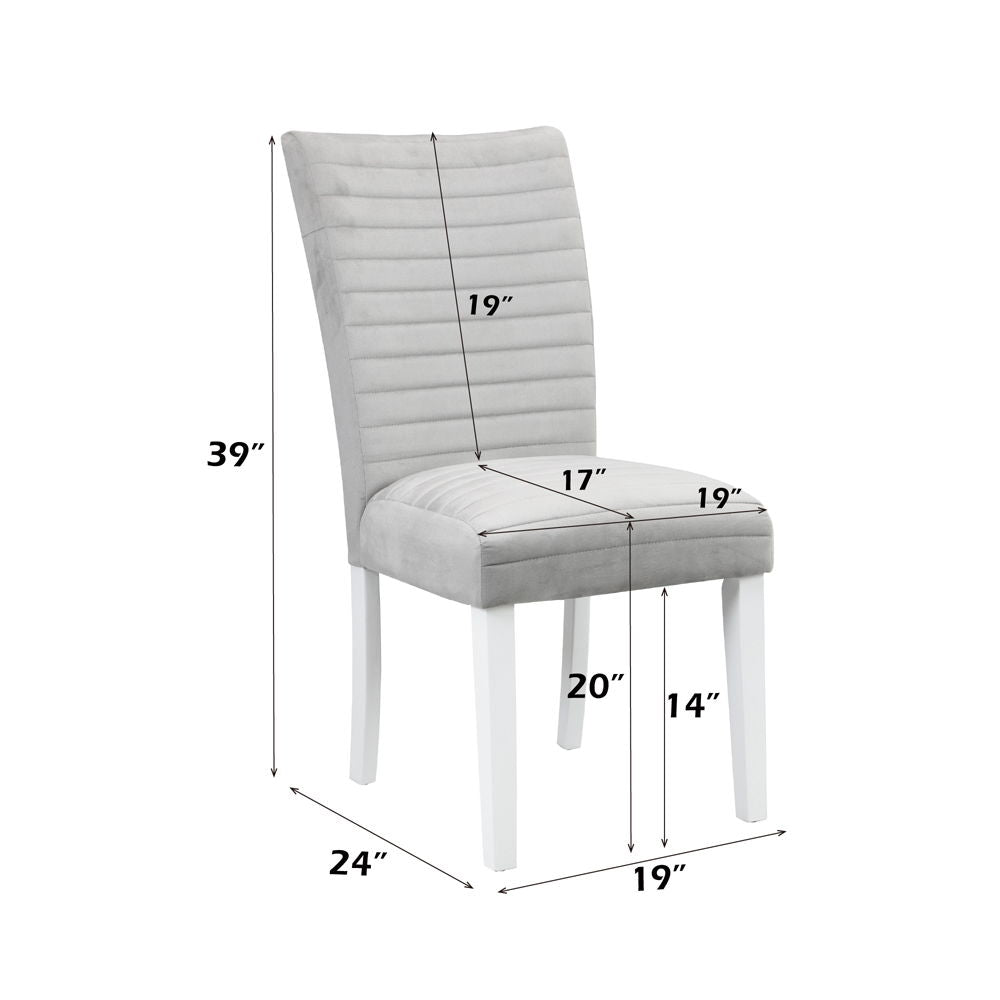 Elizaveta - Side Chair (Set of 2) - Gray Velvet &White High Gloss