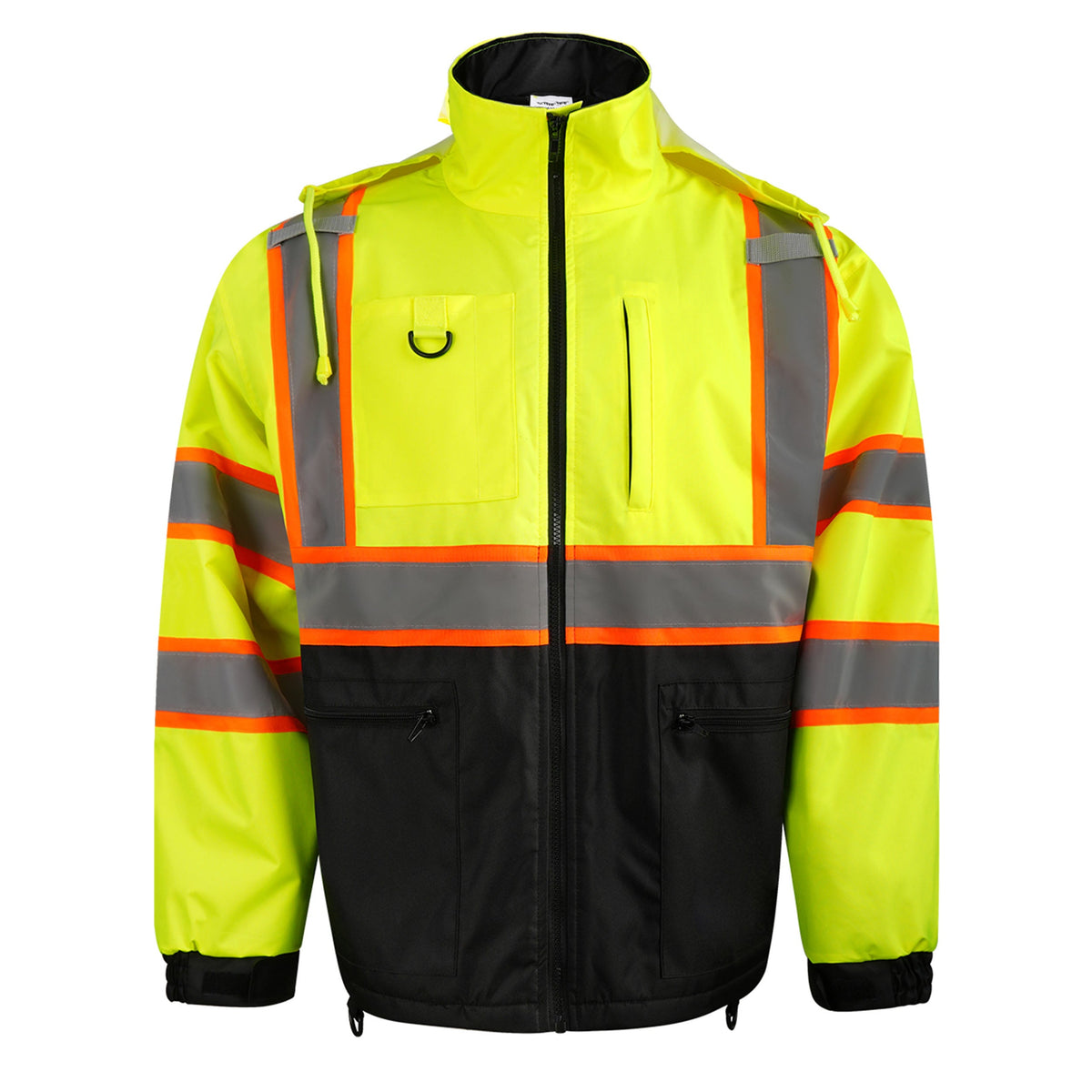 Hi-Vis Class 3 Zip-Up Jacket with Hood – Double Strip