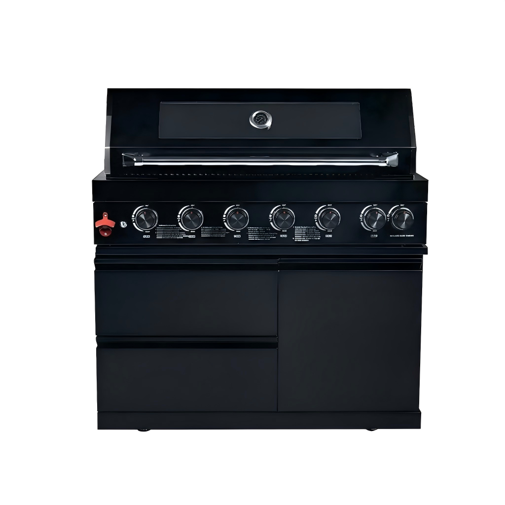 43" 6-Burner Natural NG Black Outdoor Kitchen Island Grill