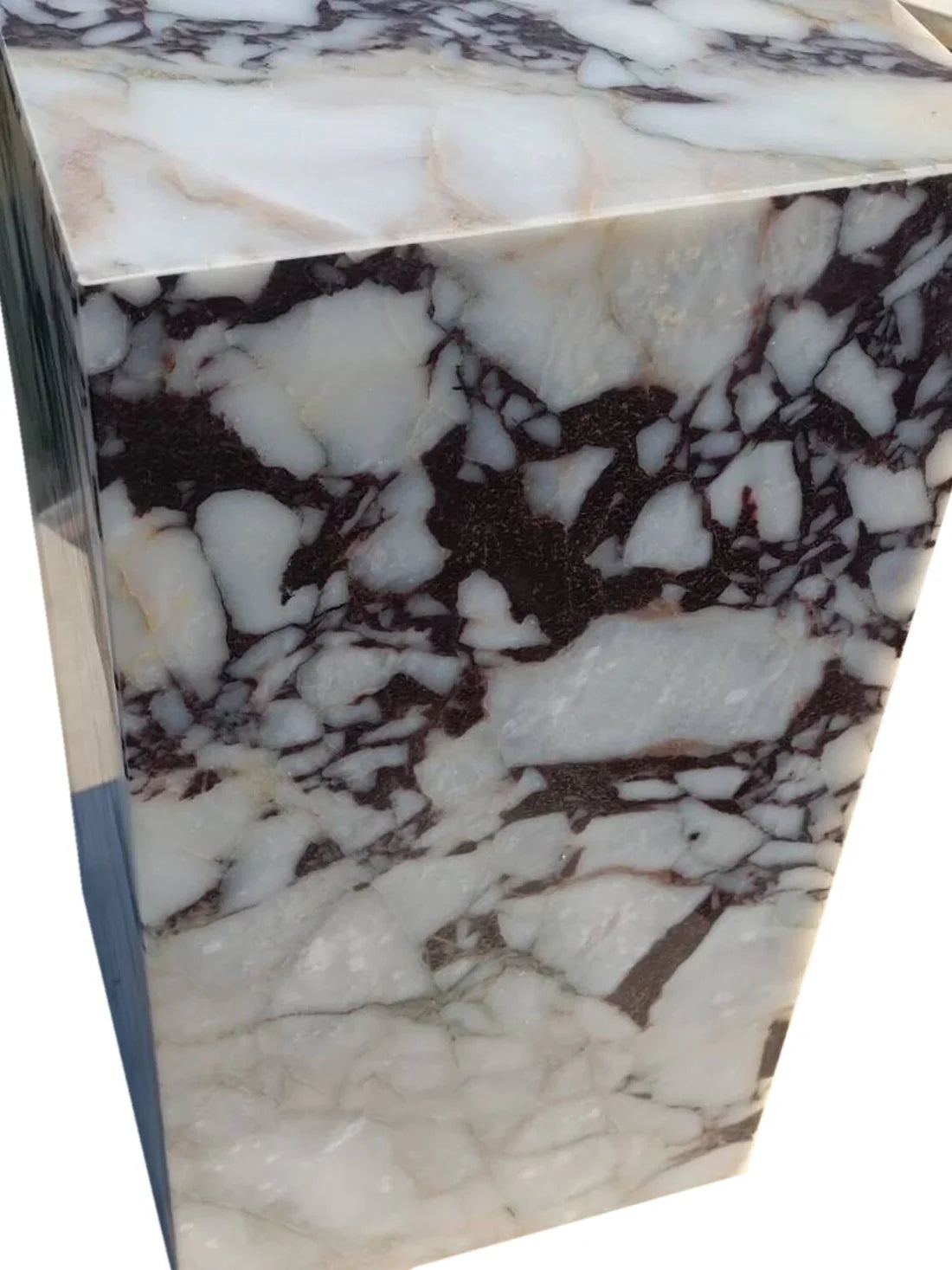 Calacatta Viola Marble Cube Design Modern Polished End Table Nightstand 14x14x24