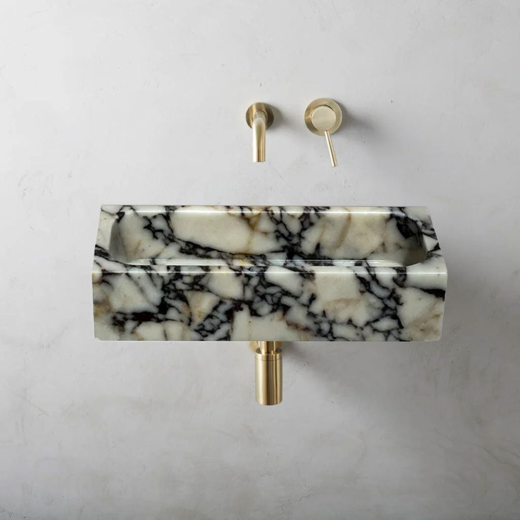 Calacatta Viola Marble Rectangular Wall Mount Bathroom Sink 12x20