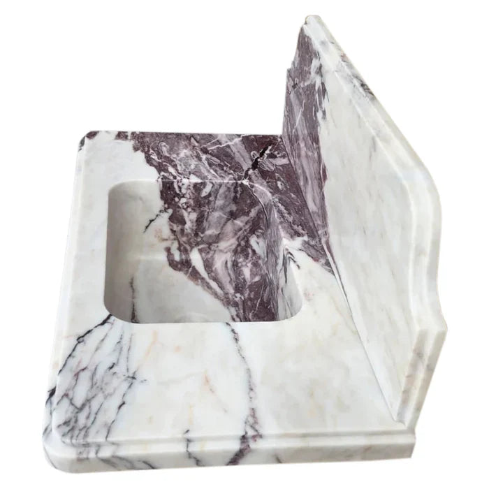 Calacatta Viola Marble Wall-Mount Bathroom Sink - Handcrafted 10 Inch Backsplash 30x16