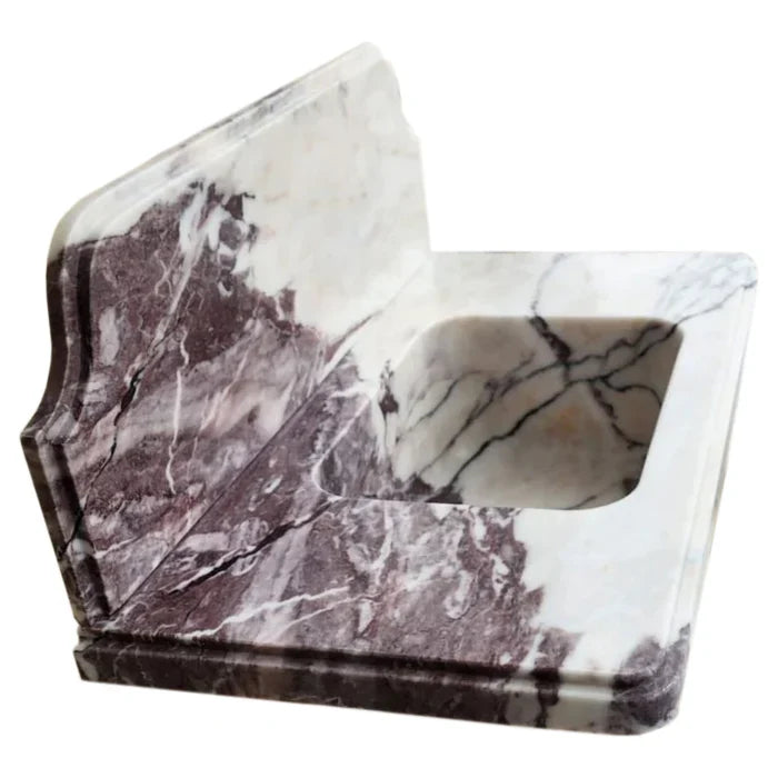 Calacatta Viola Marble Wall-Mount Bathroom Sink - Handcrafted 10 Inch Backsplash 30x16