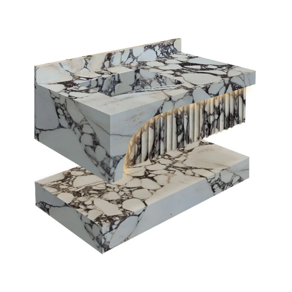 Calacatta Viola Marble Wall-Mount Bathroom Sinks Hidden Drain