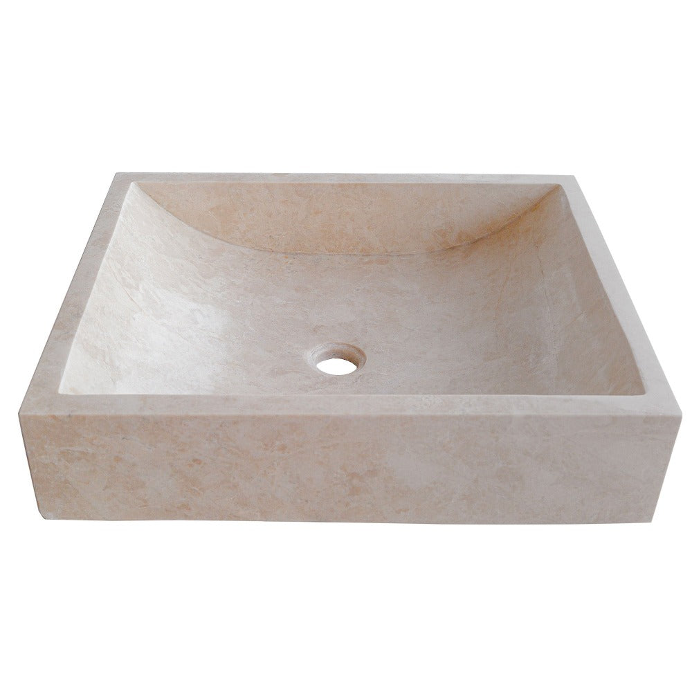 Cappuccino Beige Natural Marble Rectangular Above Counter Vessel Sink 18x21.5 Inch