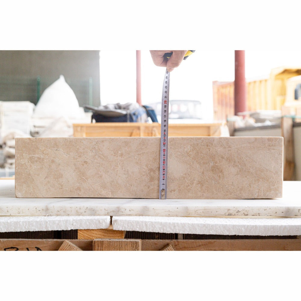 Cappuccino Beige Natural Marble Rectangular Above Counter Vessel Sink 18x21.5 Inch