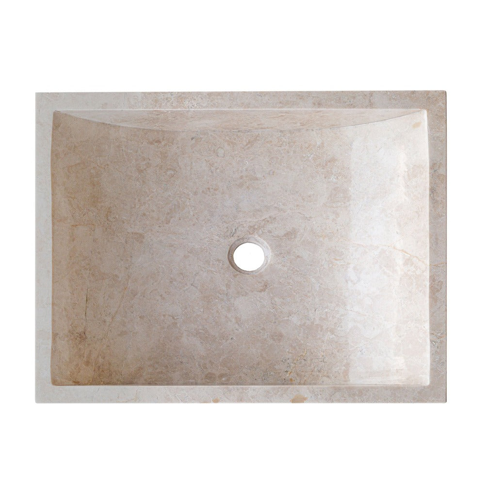 Cappuccino Beige Natural Marble Rectangular Above Counter Vessel Sink 18x21.5 Inch