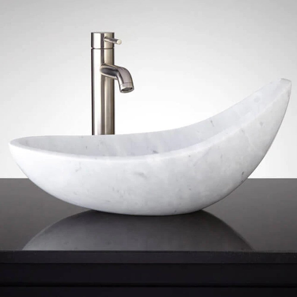 Turkish Marble Handcrafted Asymmetric Vessel Sink Polished 14x22