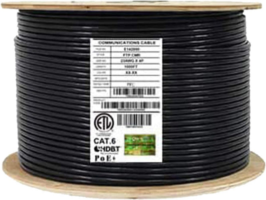 CAT6 Stranded (CM), 1000ft, F/UTP, 26AWG, Pure Copper, 400MHz, UL Certified, Bulk Ethernet Cable Reel in Black