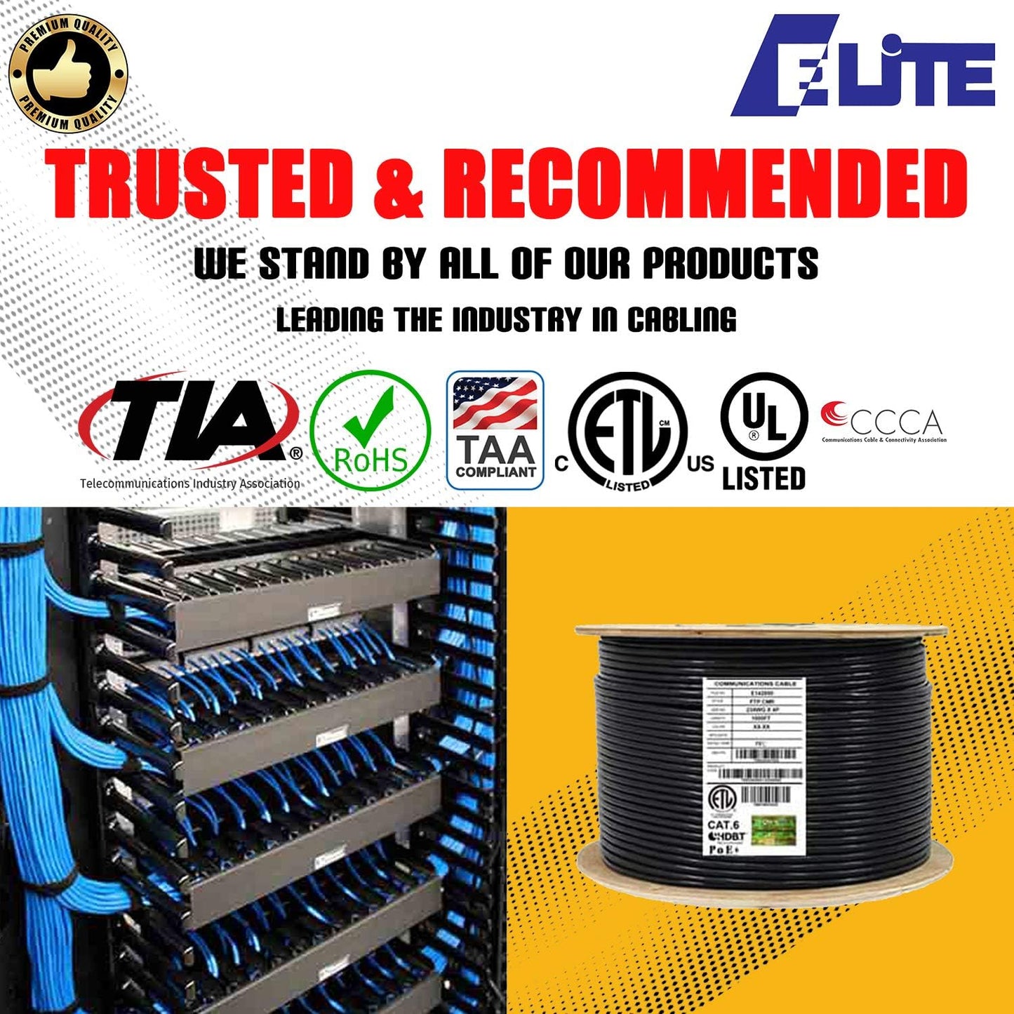 CAT6 Stranded (CM), 1000ft, F/UTP, 26AWG, Pure Copper, 400MHz, UL Certified, Bulk Ethernet Cable Reel in Black