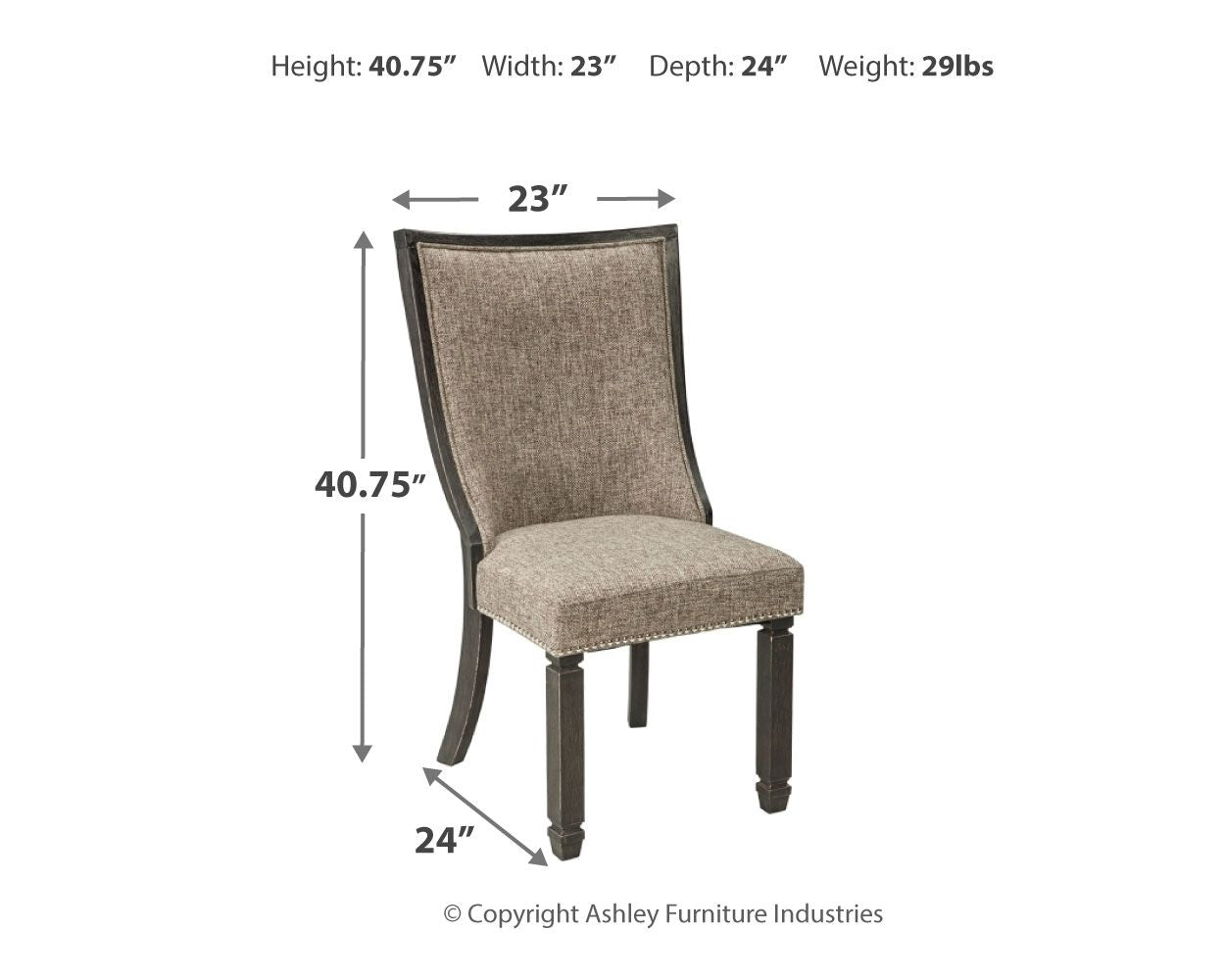 Tyler Creek - Dining UPH Side Chair (Set of 2) - Framed Back - Black / Grayish Brown