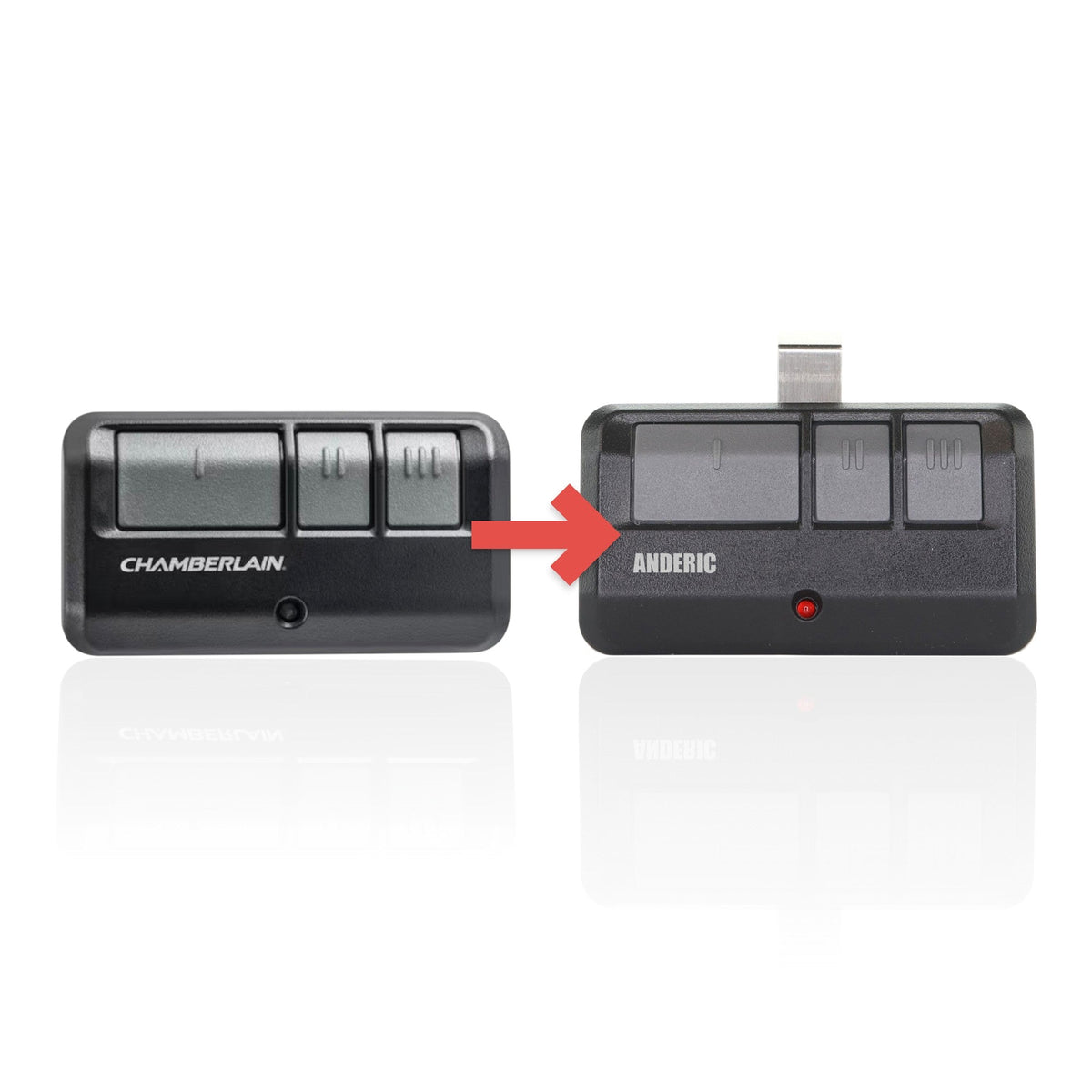 Anderic Substitute for Chamberlain 953EV 3-Button For all Chamberlain with Learn key Garage Door Opener Remote Control [893MAX]
