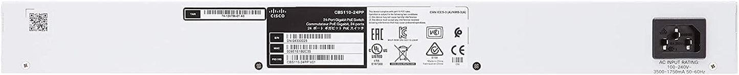 Cisco Business CBS110-24PP Unmanaged Switch | 24 Port GE | Partial PoE | 2x1G SFP Shared | Cisco (CBS110-24PP-NA) (Renewed)