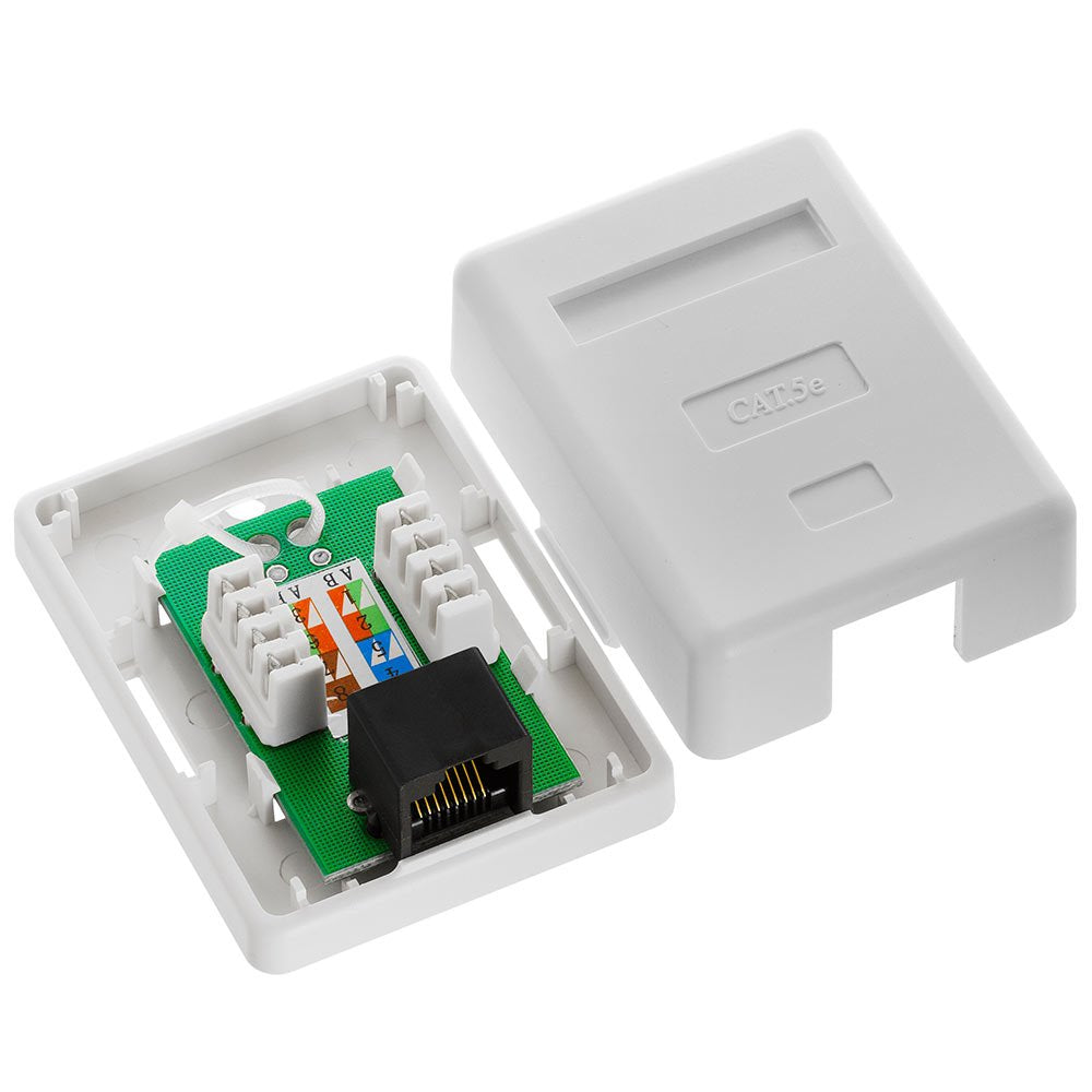 Cmple - 1 Port Keystone Jack Surface Mount Box, Single Port Surface Mount Box for Network, RJ45 Single Hole Keystone Jack