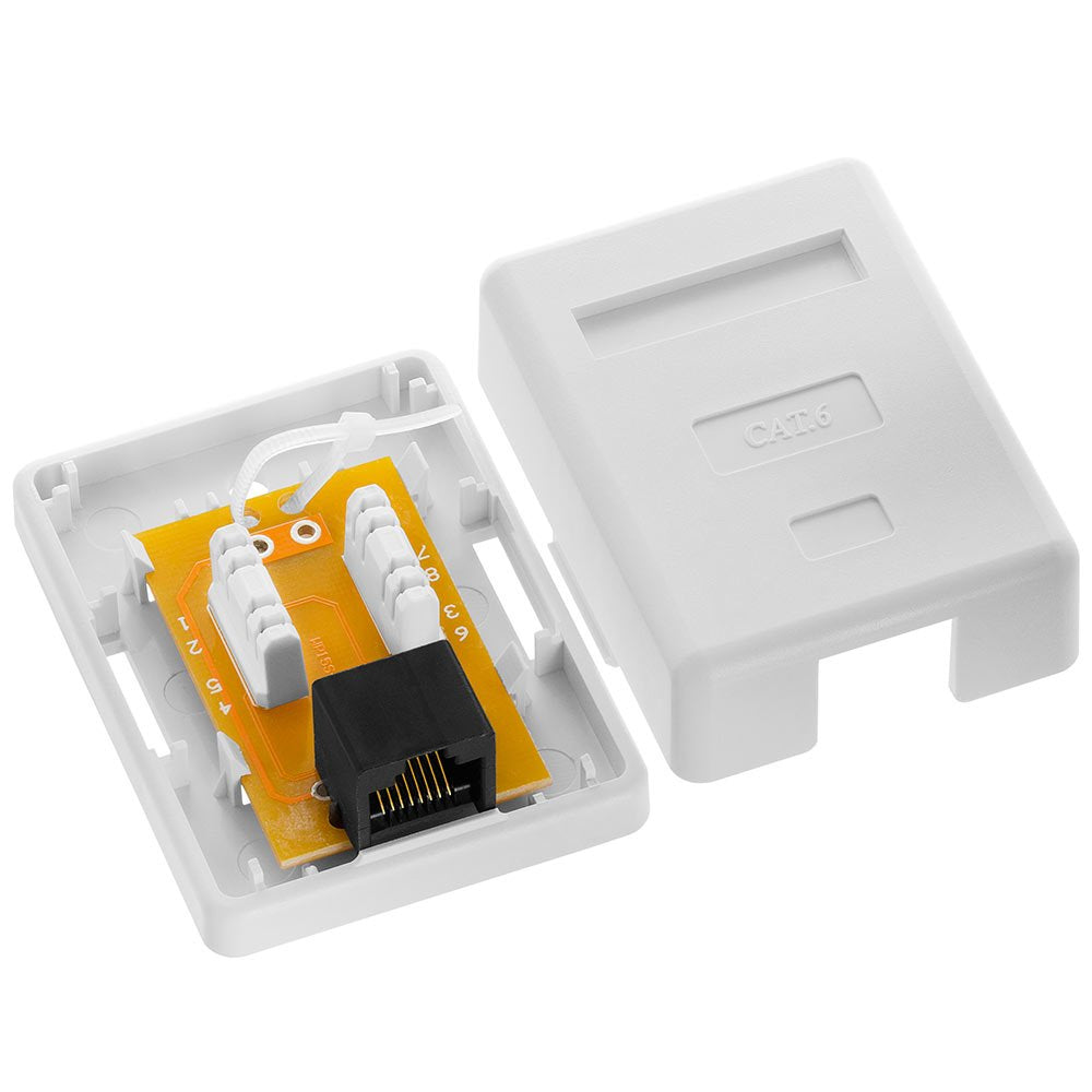 Cmple - 1 Port Keystone Jack Surface Mount Box, Single Port Surface Mount Box for Network, RJ45 Single Hole Keystone Jack