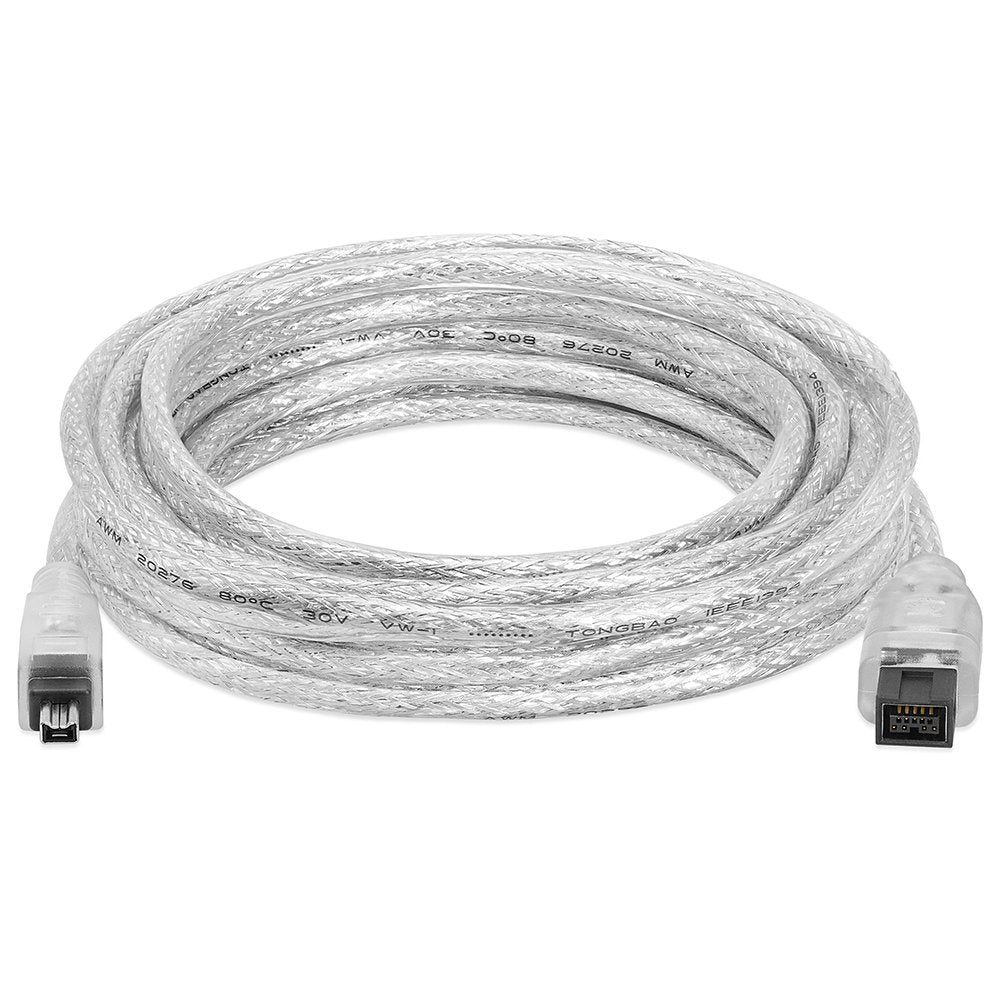 Cmple - 15FT Bilingual FireWire 800/Firewire 400 Cable - IEEE 1394 High Speed Firewire 9 Pin to 4 Pin Cable for MacBook PC - 15 Feet Black
