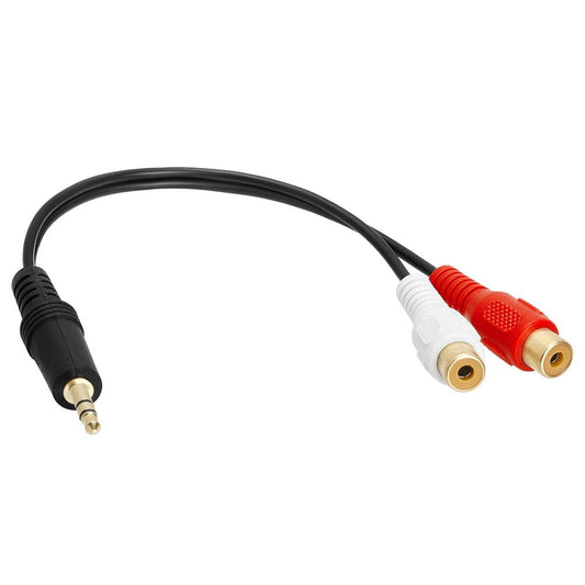 Cmple - 2 RCA Male to 1 RCA Female Stereo Audio Y-Cable, 2 RCA Plugs to 1 x RCA Jack Y-Adapter Subwoofer Cable, Gold Pla