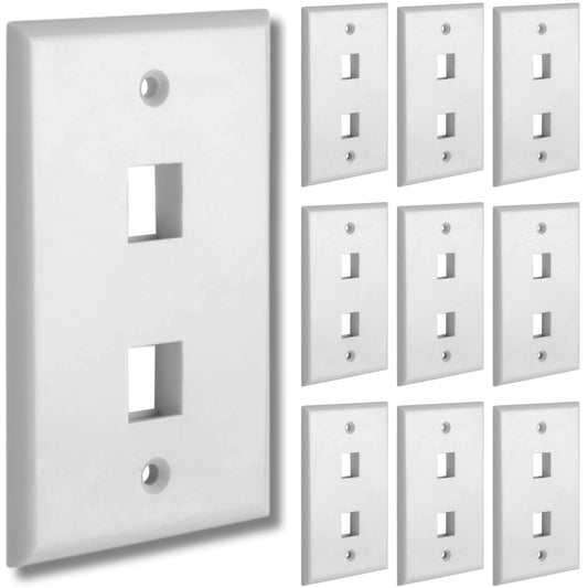 Cmple - 3 Port Keystone Wall Plate Single-Gang Wall Plate with Standard Size Keystone Jack Insert - White