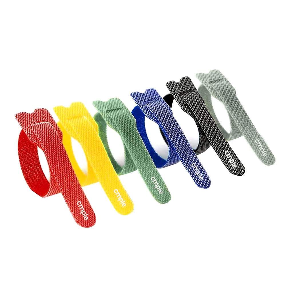 Cmple - 50PCS Reusable Cable Ties, Nylon Adjustable Cord Organizer Ties, Multi-Purpose Hook Loop Cable Management Wire Ties, 6-inch Black