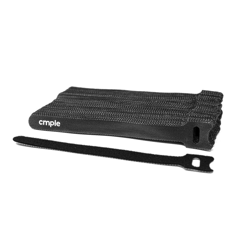 Cmple - 50PCS Reusable Cable Ties, Nylon Adjustable Cord Organizer Ties, Multi-Purpose Hook Loop Cable Management Wire Ties, 6-inch Black