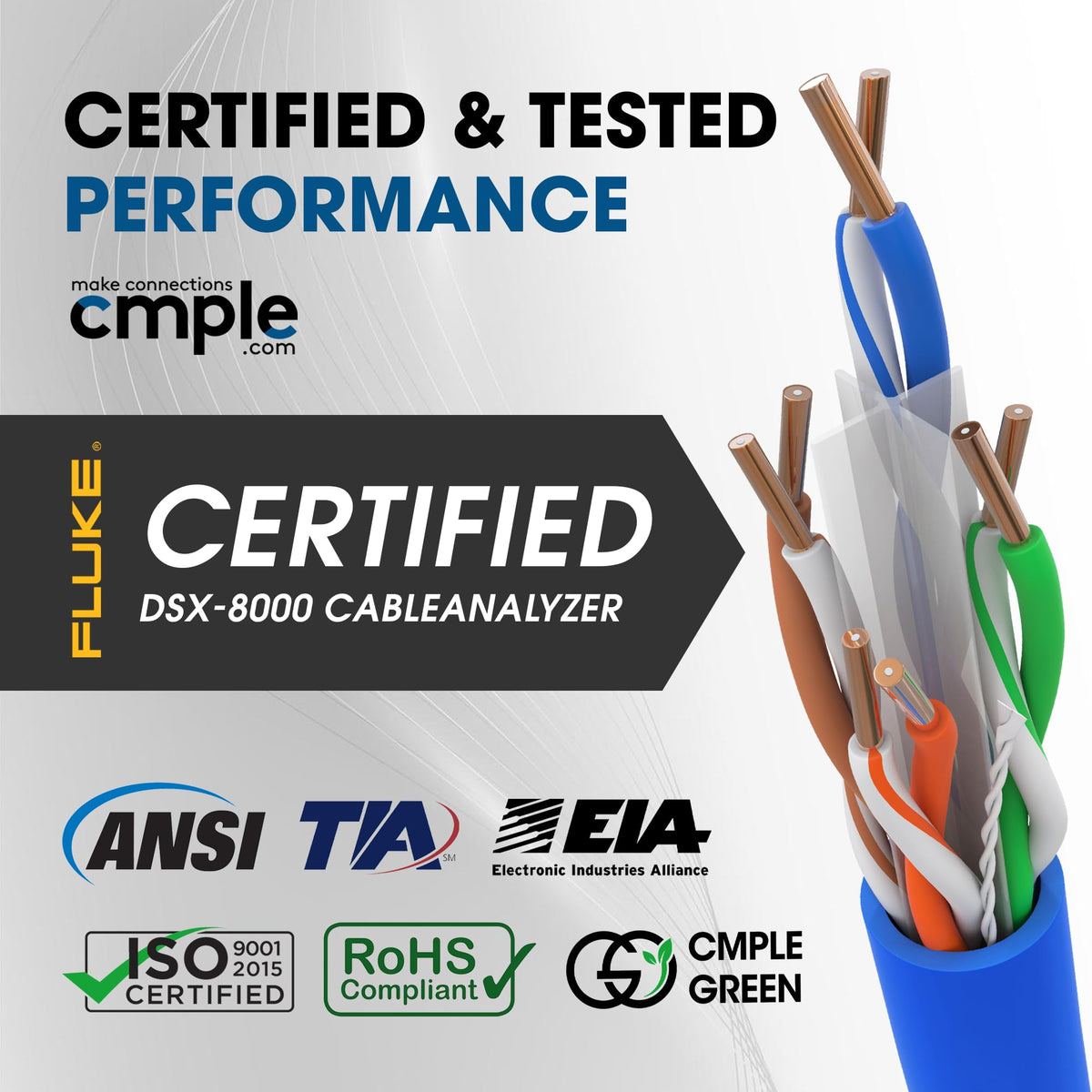 Cmple Cat6 Ethernet Cable 1000ft Plenum CMP 23AWG 550MHz UTP Solid 10Gbps PoE in-Wall Rated Bulk LAN Network Cable DSX-8000 Tested Pull Box - Black