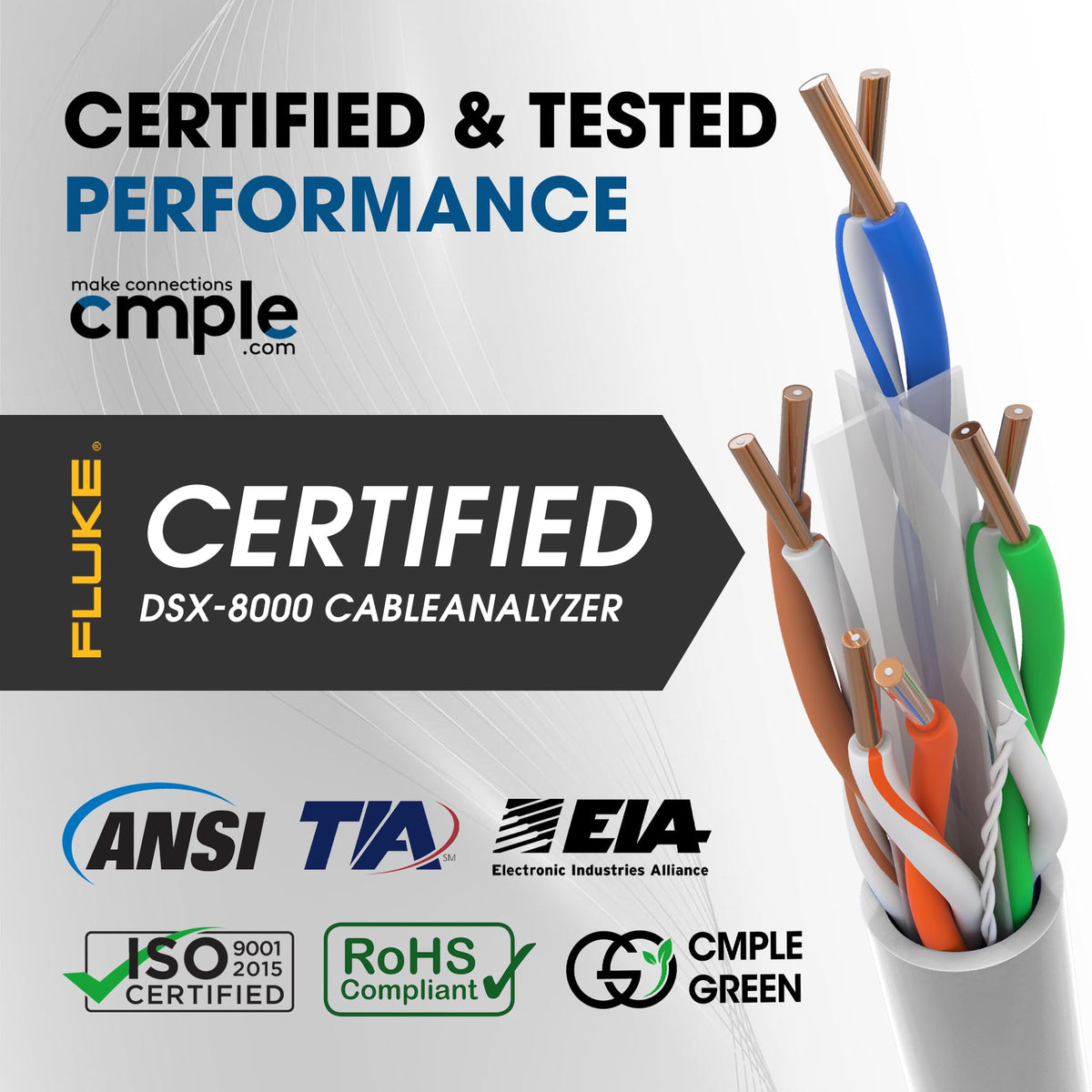 Cmple Cat6 Ethernet Cable 1000ft Plenum CMP 23AWG 550MHz UTP Solid 10Gbps PoE in-Wall Rated Bulk LAN Network Cable DSX-8000 Tested Pull Box - Black