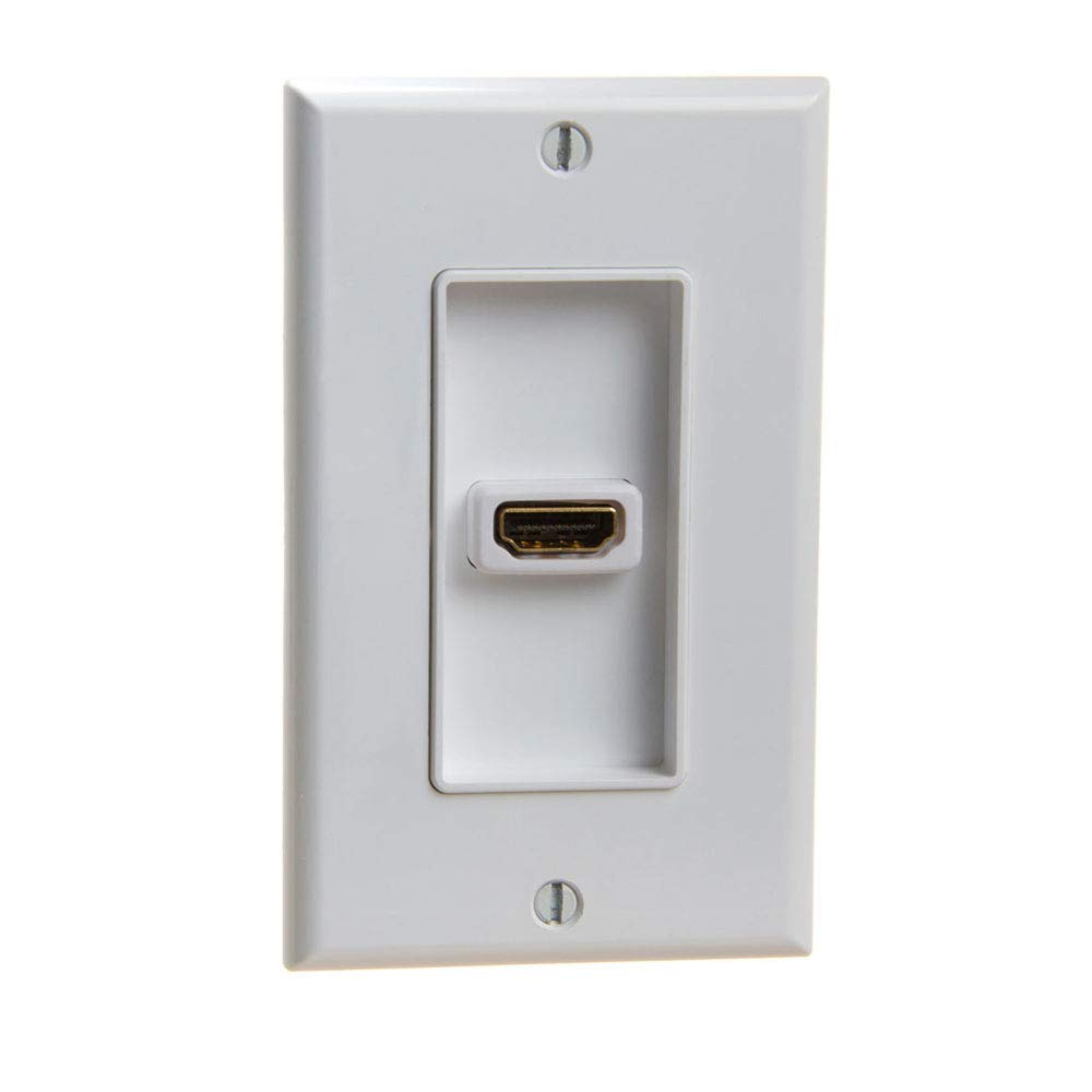 Cmple - HDMI Wall Plate Single-Gang White Wall Plate 4” Rear Extension Cable,1-Port HDMI Insert (4K UHD, ARC, and Ethernet Pass-Thru Support)