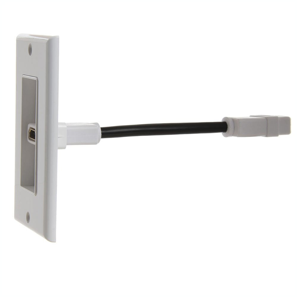 Cmple - HDMI Wall Plate Single-Gang White Wall Plate 4” Rear Extension Cable,1-Port HDMI Insert (4K UHD, ARC, and Ethernet Pass-Thru Support)