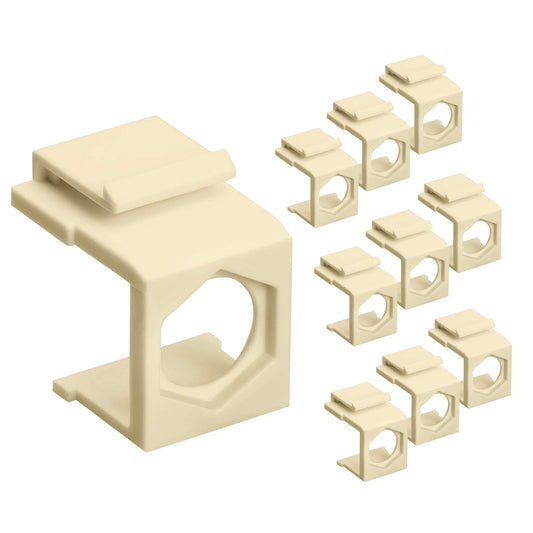 Cmple – Keystone Jack Snap-in Inserts for Keystone Wall Plates fit Round Connectors Like F-Type, RCA, AUX, Banana, BNC Plastic Insert for Wallplate - 10 Pack, White