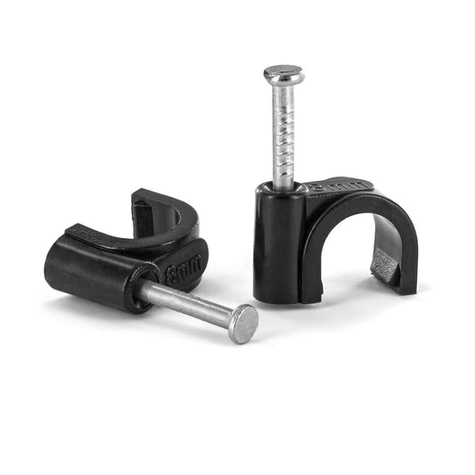 Cmple - Nail in Cable Wire Clips Cord Organizer Cable Straps Nails Tacks Clips 8mm Black - 100-Pack