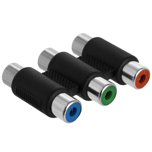 Cmple - RCA Coupler Audio Video Cable Adapter Composite Component Connector Converter - 3 RCA Female to Female Red Green Blue