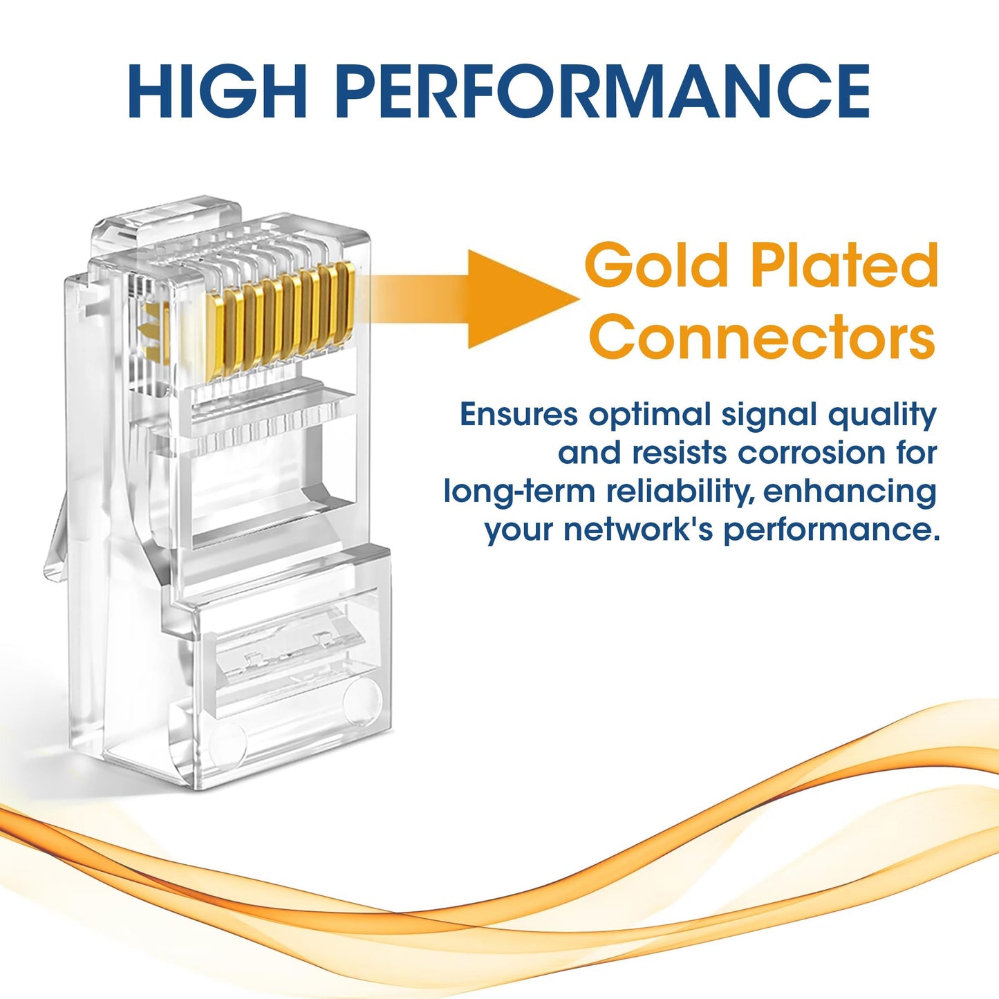 Cmple - RJ45 Connectors Easy Crimp Cat6 Ethernet Cable Crimp Connectors, Compatible with Cat6/Cat5e, Ethernet Cable Crimp Connectors UTP Network Modular Plug for Solid Wire - Pack of 100