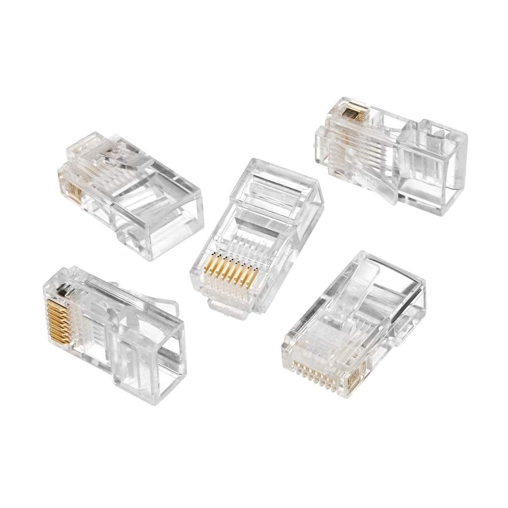 Cmple - RJ45 Connectors Easy Crimp Cat6 Ethernet Cable Crimp Connectors, Compatible with Cat6/Cat5e, Ethernet Cable Crimp Connectors UTP Network Modular Plug for Solid Wire - Pack of 100